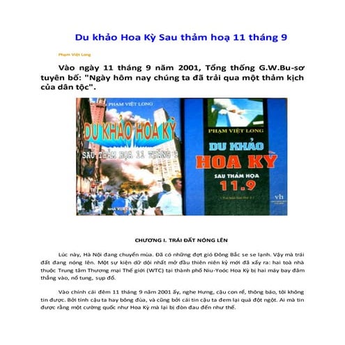 Du khảo hoa kỳ sau thảm họa 11 tháng 9