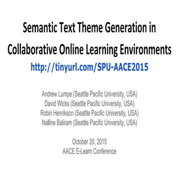 Semantic Text Theme Generation in Collaborative Online Learning Environments