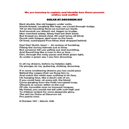 Dulce et decorum est   poem