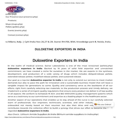 duloxetine exporters in india .pdf