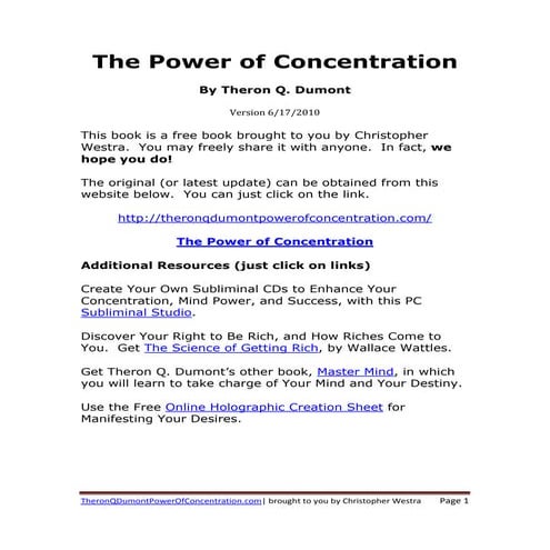 Dumont Power Of Concentration