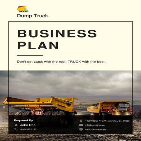 Dump Truck Business Plan Example | Upmetrics