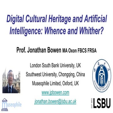 Digital Cultural Heritage and Artificial Intelligence: Whence and Whither?