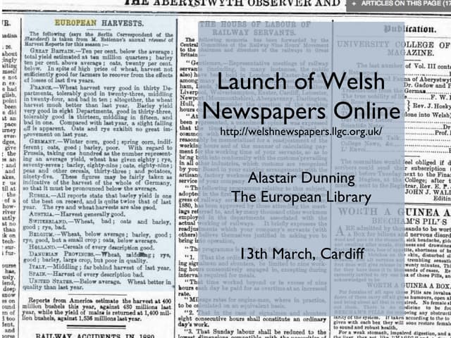 Presentation for Launch of Welsh Newspapers Online
