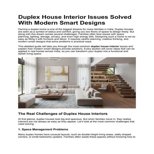 Duplex House Interior Issues Solved With Modern Smart Designs.docx