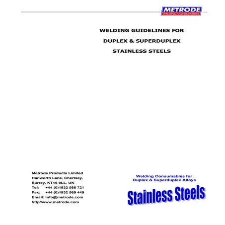 Duplex welding guidelines
