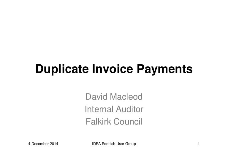 IDEA to Detect Duplicate Invoice Payments