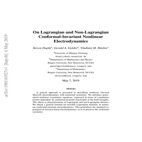 S.Duplij,G.Goldin,V.Shtelen.On Lagrangian and non-Lagrangian conformal-invari...