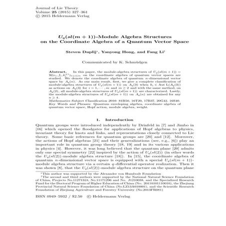 S. Duplij, Y. Hong, F. Li. Uq(sl(m+1))-module algebra structures on the coord...