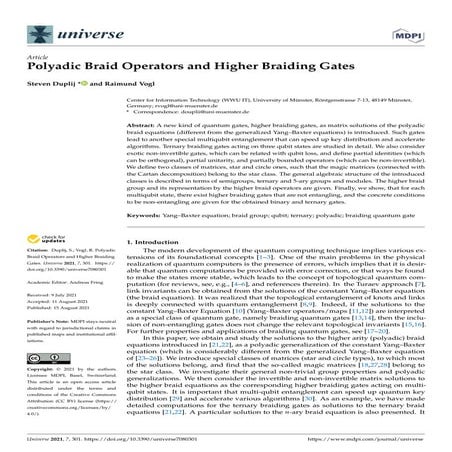 Steven Duplij, Raimund Vogl, "Polyadic Braid Operators and Higher Braiding Ga...