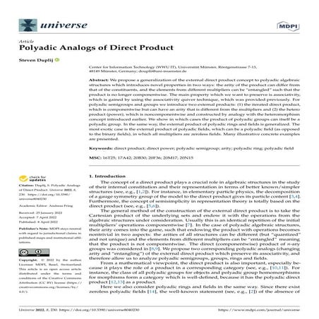 Steven Duplij, "Polyadic analogs of direct product"