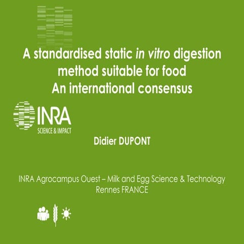 Static in vitro digestion method - INFOGEST, 2015