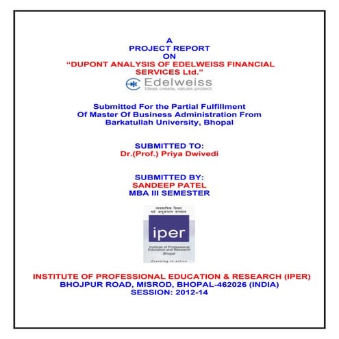 Dupont analysis on Edelweiss financial services ltd.