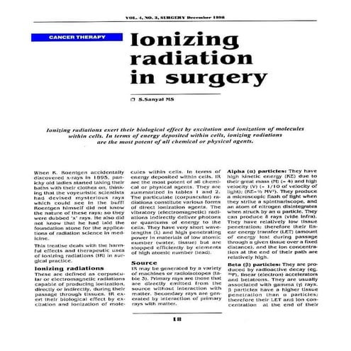 Ionizing Radiation in Surgery - Sanjoy Sanyal