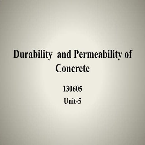 Durability  and Permeability of Concrete