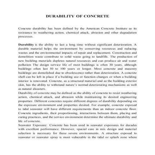 Durability of concrete