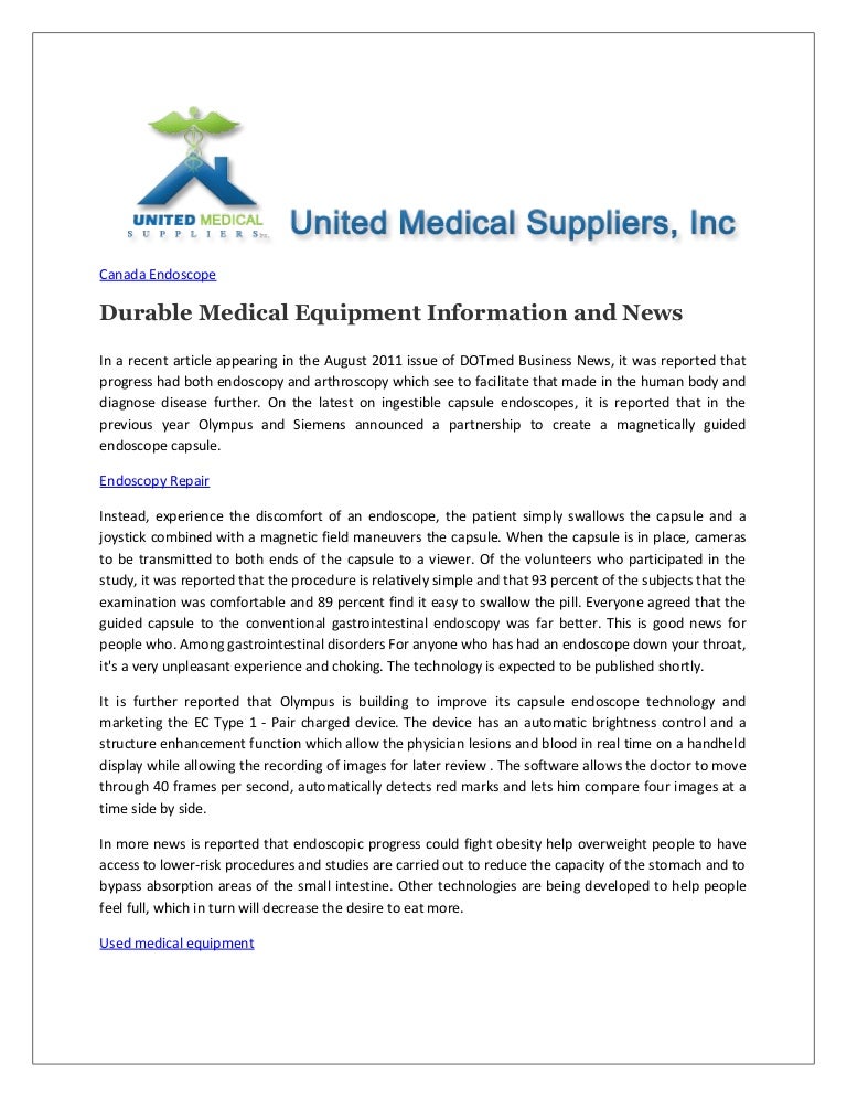 Durable Medical Equipment Information and News