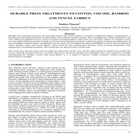 Durable press treatments to cotton, viscose, bamboo