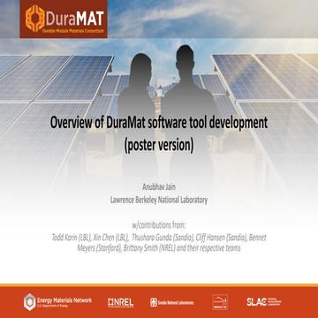 Overview of DuraMat software tool development(poster version)