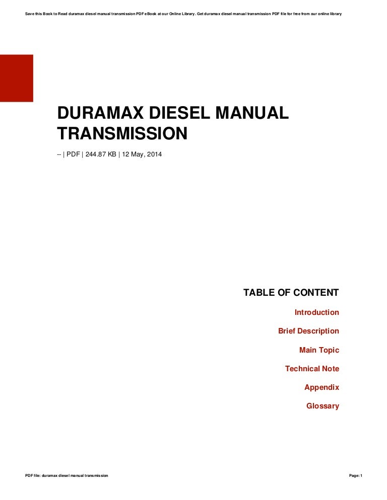 Duramax diesel manual transmission