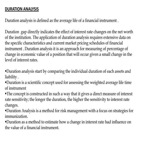 Duration analysis in banks