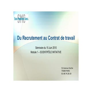 Du recrutement au contrat de travail