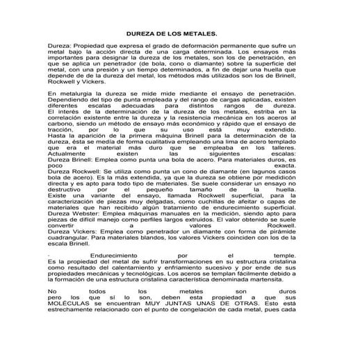 Dureza de los metales