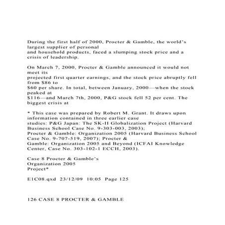 During the first half of 2000, Procter & Gamble, the world’s l.docx