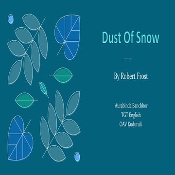 Dust Of Snow By Robert Frost Class-X English CBSE