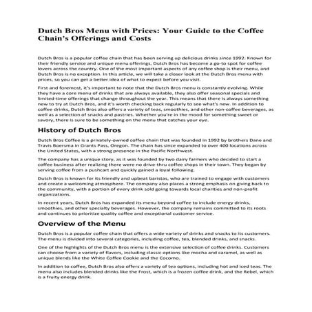 Dutch bros Menu | PDF