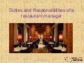 Duties and responsibilities of a restaurant manager