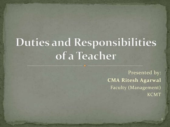 Duties and Responsibilities of a Teacher | PPTX