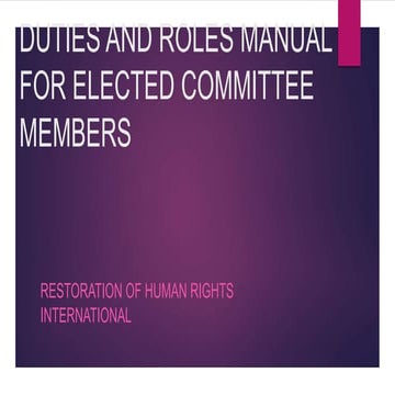 Duties and roles manual for elected committee members