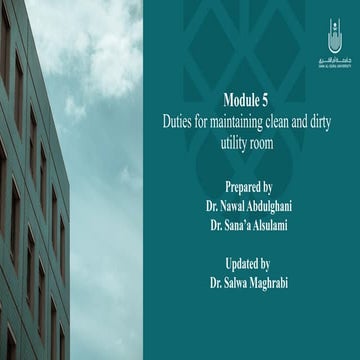 Duties for maintaining clean and dirty utility room. pptx | PPTX