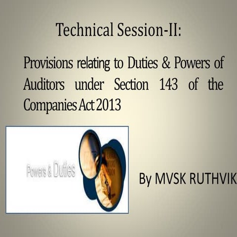 Duties of auditors under companies act 2013