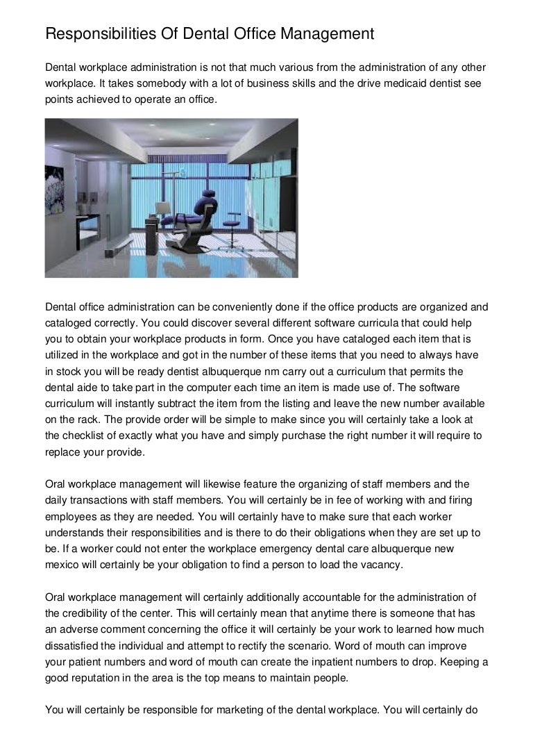 Responsibilities Of Dental Office Management