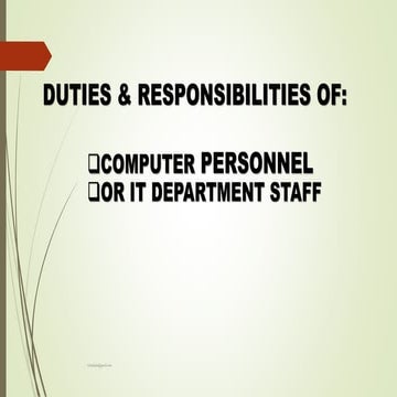 Duties & Responsibilities of IT Department Staff