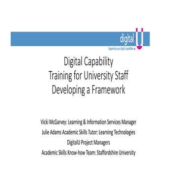 Digital Capability Training for University Staff Developing a Framework