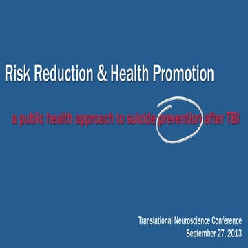 Suicide Prevention after Traumatic Brain Injury