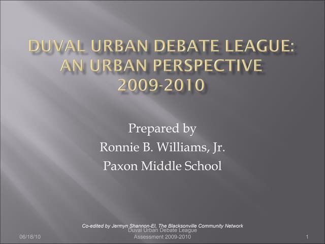 Duval Urban Debate League Annual As...