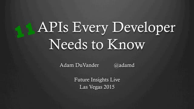 11 APIs (Adam Du Vander)