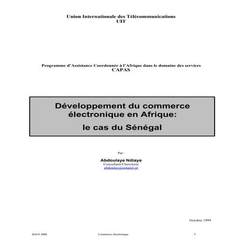 Développement du commerce electronique en afrique   cas du senegal