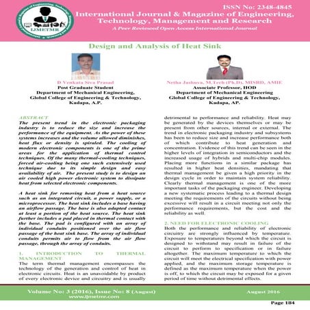Design and Analysis of Heat Sink