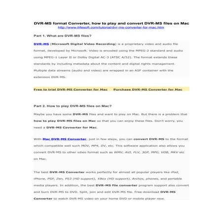 DVR-MS format Converter, how to play and convert DVR-MS files on Mac