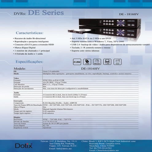 DVR Stand Alone DE-1816HV Dotix