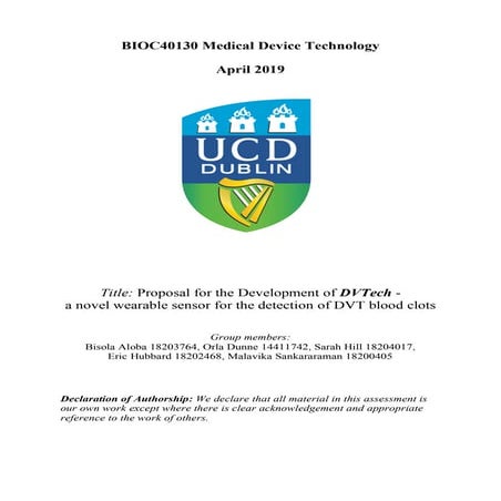 DVTech - a novel wearable medical device to detect Deep Vein Thrombosis ...