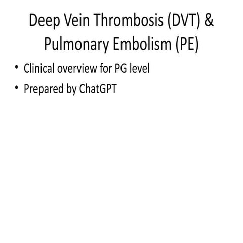 Comprehensive Clinical Overview of Deep Vein Thrombosis and Pulmonary ...
