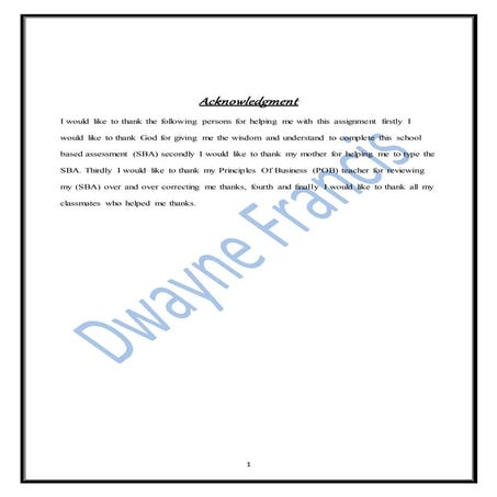 Dwayne francis pob sba final ( cxc )