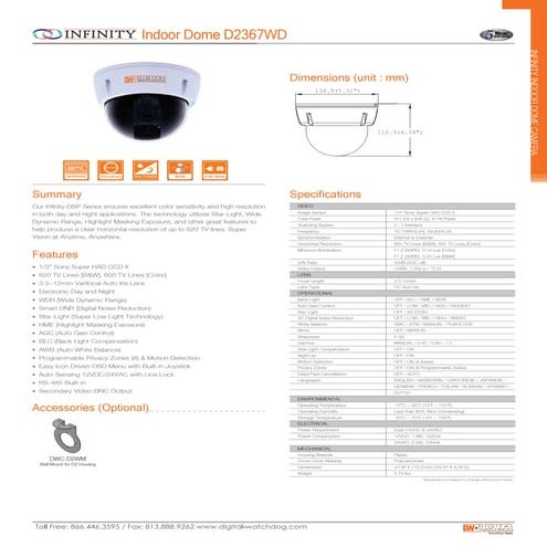 Digital Watchdog DWC-D2367WD Data Sheet