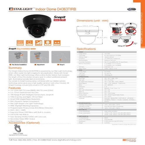 Digital Watchdog DWC-D4363TIRB Data Sheet